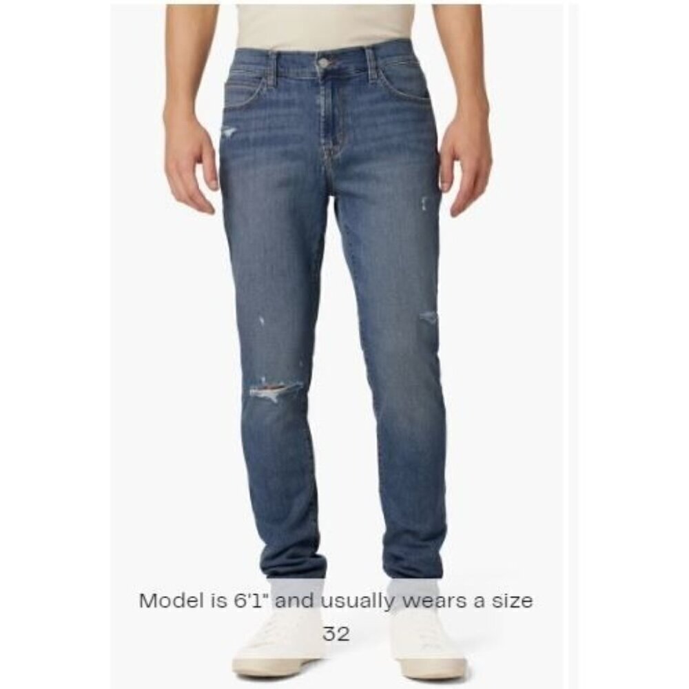 Hudson Mens Ace Med Wash Mid Rise Distressed Skinny Jeans Sz 38 x 32 New
